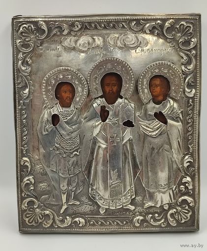 Икона. Избранные святые. Серебро 84 пробы. 1847 год