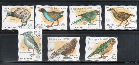 Никарагуа-1990,(Мих.3022-3028) гаш.,  Фауна, Птицы (полная серия)