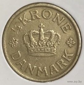 Дания 1/2 кроны 1924 GJ в холдере