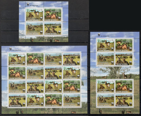 Охрана природы Водяной козёл Гвинея-Бисау 2008 год серия из 1 блока и 2-х малых листов