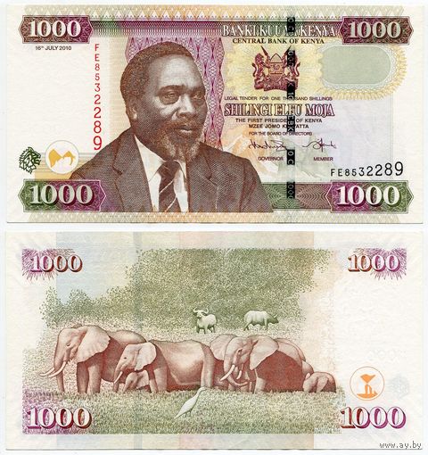 Кения. 1000 шиллингов (образца 2010 года, P51e, aUNC)