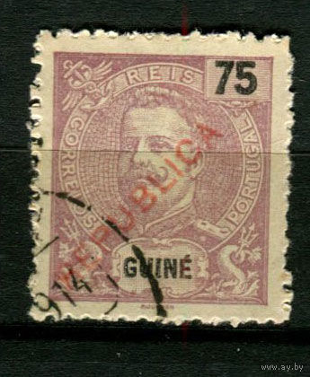 Португальские колонии - Гвинея - 1913 - Надпечатка REPUBLICA на 75R - [Mi.129] - 1 марка. Гашеная.  (Лот 142BE)
