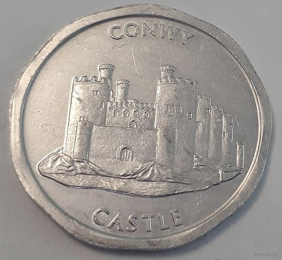 Великобритания 50 пенсов- Национальный транспортный жетон (Замок Конуи) (5-4-70)