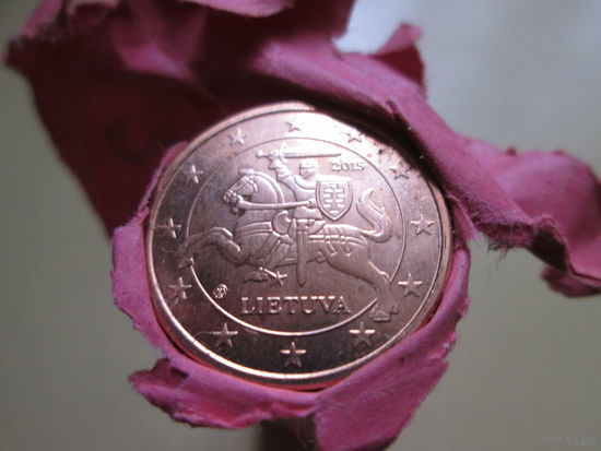 5 евроцентов, Литва 2015 г., из НАСТОЯЩЕГО ролла (на фото), UNC