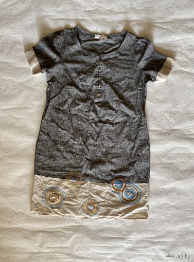 Винтажное дизайнерское платье, бренд Gharani Strok London, лен и хлопок, размер XL