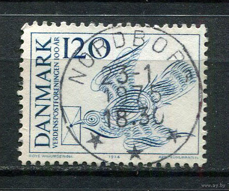 Дания - 1974 - 100-летие Всемирного почтового союза - [Mi. 579] - полная серия - 1 марка. Гашеная.  (LOT EB22)-T10P34