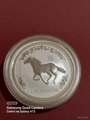 Австралия, 50 центов 2002, год лошади, серебро 999.