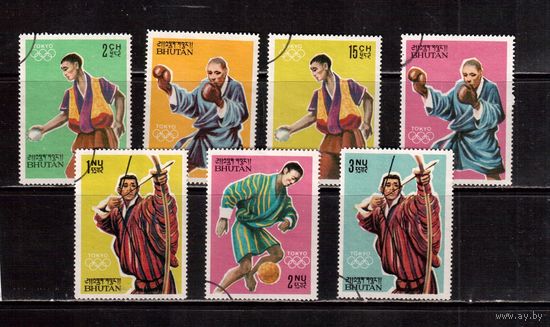 Бутан-1964,(Мих. 31-37)  гаш , (полная серия), ОИ-1964, Спорт