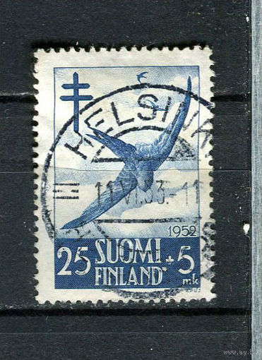 Финляндия - 1952 - Стриж. Борьба с туберкулезом 25+5mk - [Mi.415] - 1 марка. Гашеная.  (Лот 62EO)-T7P9