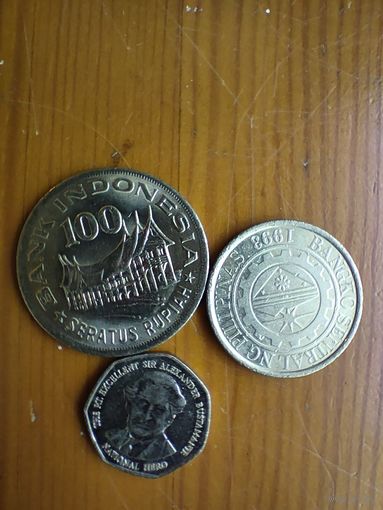 Индонезия 100 рупий 1978, Ямайка 1 доллар 2008, Филиппины 1 песо 2013-32