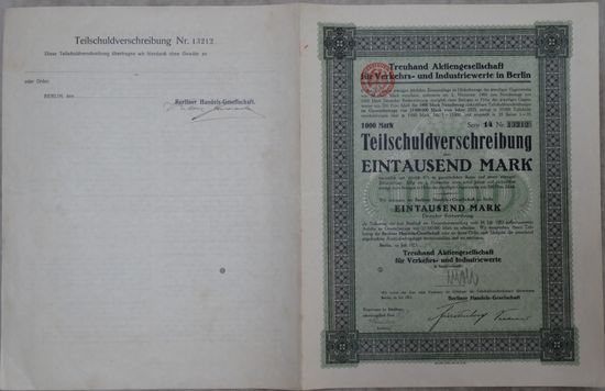 Облигация, рыночная и промышленная, Берлин, 1000 рейхсмарок, 1923
