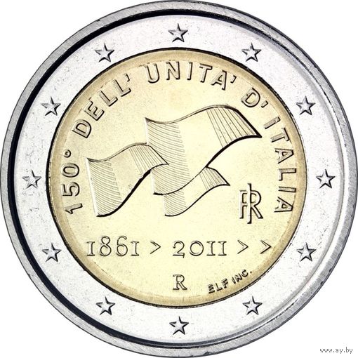 2 Евро Италия 2011 150-летие объединения Итальянской республики UNC из ролла