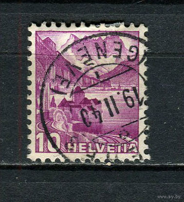 Швейцария - 1936 - Пейзажи. Шильонский замок 10С - [Mi.299I] - 1 марка. Гашеная.  (Лот 65EJ)-T2P22