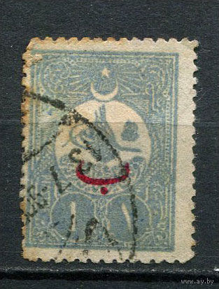Османская Империя - 1908 - Тугра Абдул Хамида II 1Pia с надпечаткой - [Mi.152A] - 1 марка. Гашеная.  (LOT DL46)
