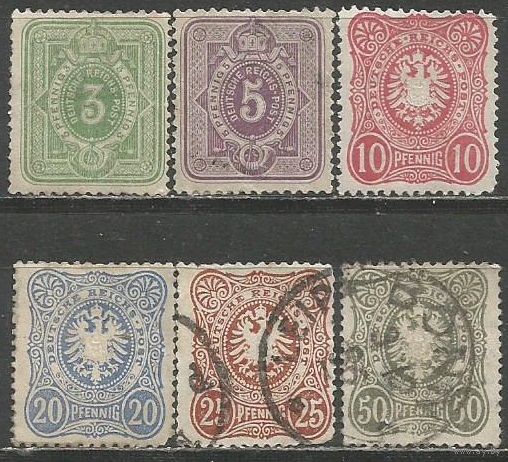Германия(Рейх). Цифра и герб в овале. 1880г. Mi#39-44. Серия.