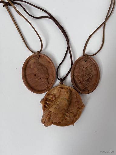 Медальон, брелок, кулон деревянный Сова Сувель березы Цена за 1