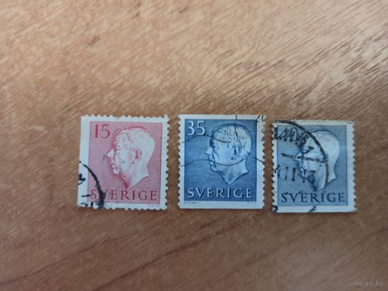 3 марки Швеция послевоенная