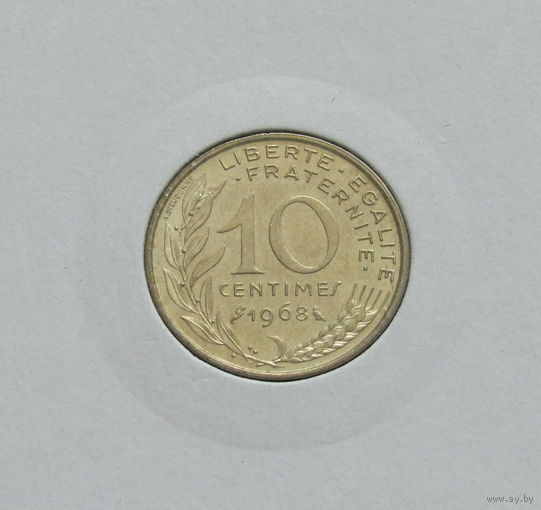 Франция 10 сантимов 1968 в холдере
