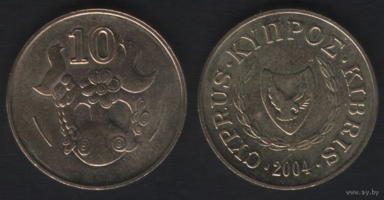 Кипр km56.3 10 центов 2004 год (10-контур, год большой) (Narrow Figure) (f