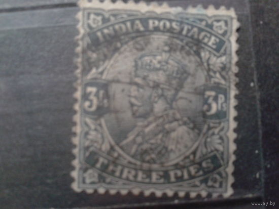 Британская Индия 1912 Король Георг 5  3 пайса