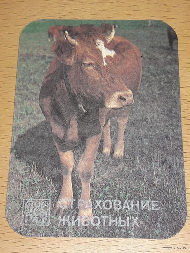 Календарик 1988 Госстрах. Страхование животных. Фауна. Теленок