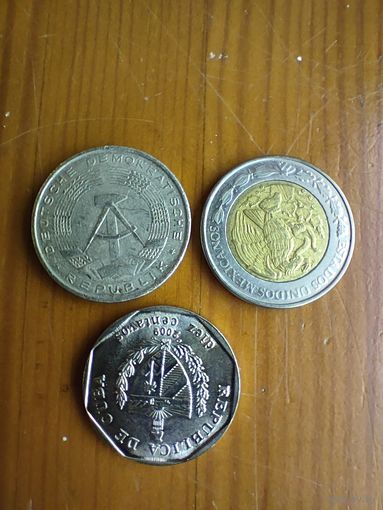 Мексика 1 доллар 2001, Куба 10 центов 2009, ГДР 10 фенингов 1968-30
