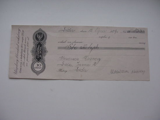 1939 г. Польша . Облигация 30 грошей