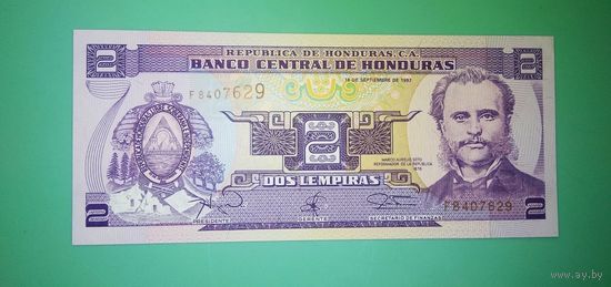 Банкнота 2 лемпира Гондурас 1997 г.