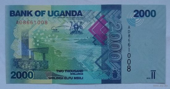 Уганда 2000 шиллингов 2010 г.