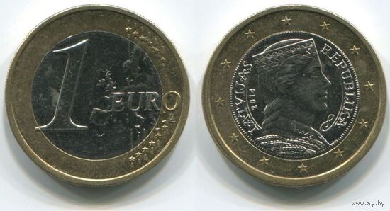 Латвия. 1 евро (2014, aUNC)