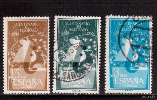 Испания-1955 (Мих.1065-1067)  гаш.,  Телеграф(полная серия)