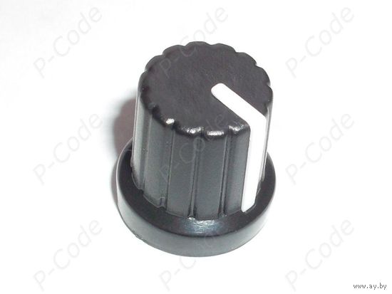 Ручка на переменный резистор 14х15 мм, цвет черный с белой полосой