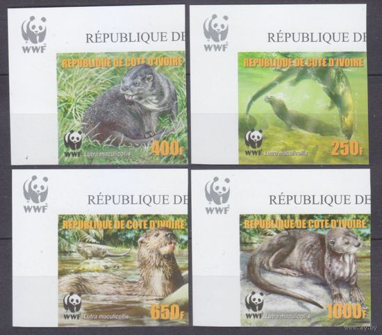 2005 Берег Слоновой Кости 1349b-1352b+Tab WWF / Фауна 22,00 евро