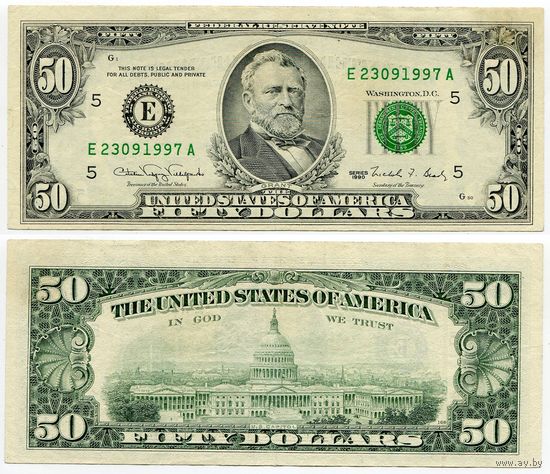 США. 50 долларов (образца 1990 года, E, Вирджиния, P488)