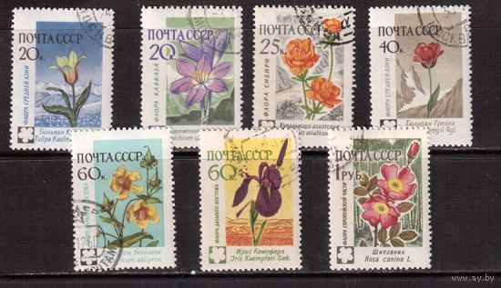 СССР-1960, (Заг.2009-2416), гаш.(с клеем) , Флора, Цветы, 7 марок
