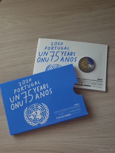 Монета Португалия 2 евро 2020 75 лет ООН PROOF БЛИСТЕР