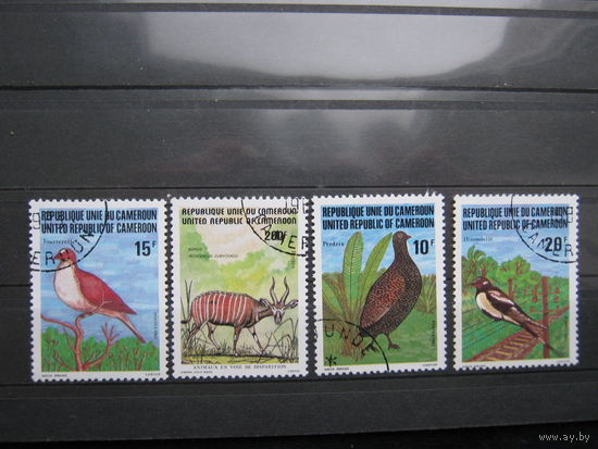 Марки - фауна, Камерун, птицы, антилопы