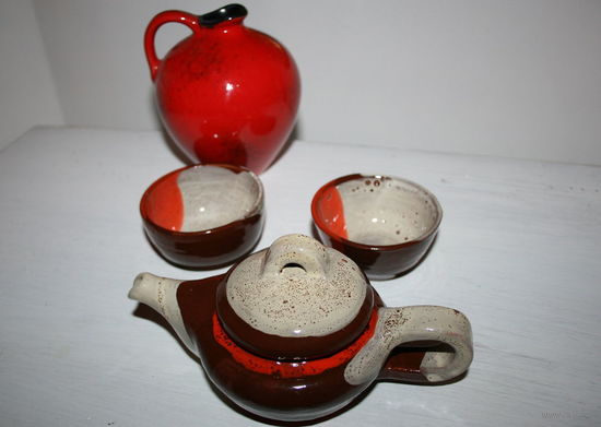 Авторская керамика  2 пиалы и чайник