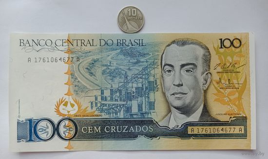 Werty71 Бразилия 100 крузадо 1986 1987 1988 UNC банкнота
