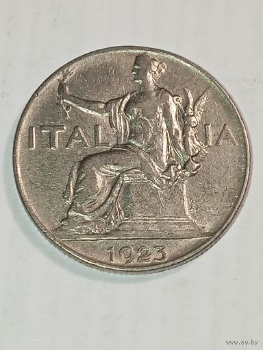 Италия 1 лира 1923 года .