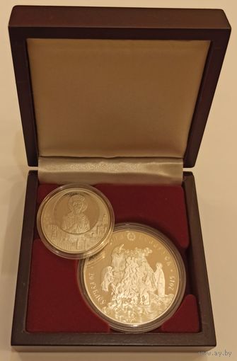 Футляр для 2 монет с капсулами 58.00 mm и 37.00 mm деревянный