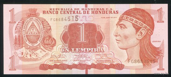 Гондурас 1 лемпира 2014 г. P96b. Серия FG. UNC