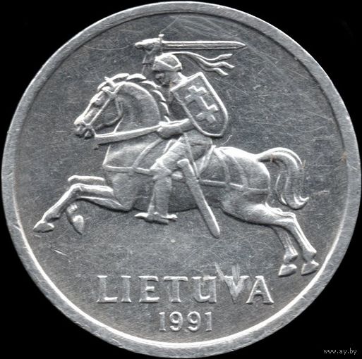 Литва 1 цент 1991 г. КМ#85 (17-1)