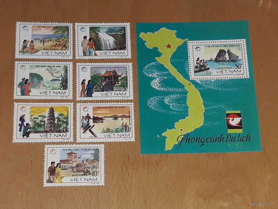 Вьетнам 1988 Природа. Туризм. Полная чистая серия Блок + 7 марок