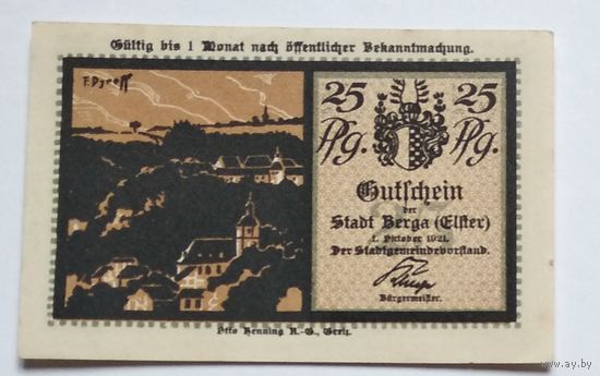 Германия, Нотгельд Berga 25 Пфеннигов 1921 --213