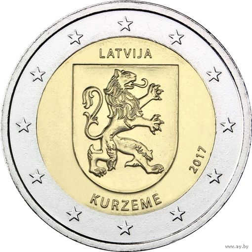 2 евро 2017 Латвия Историческая область Курземе UNC из ролла