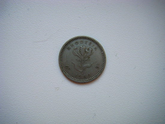 Родезия 6 пенсов - 5 центов 1964г.