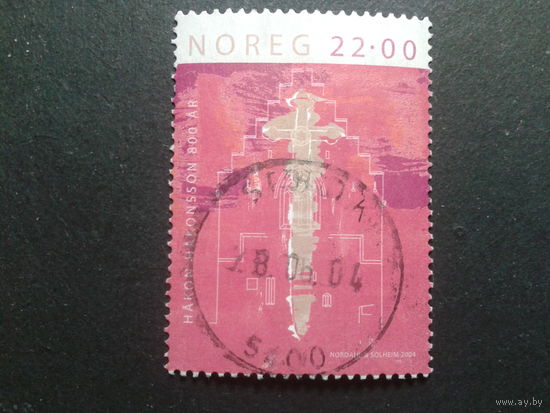 Норвегия 2004 крест, 800 лет королю Хаакону 4 Mi-5,5 евро гаш.