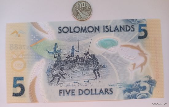Werty71 Соломоновы острова 5 долларов 2019 UNC банкнота