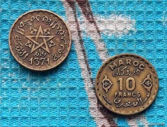 Французская колония Марокко 10 франком 1952 года, AU.
